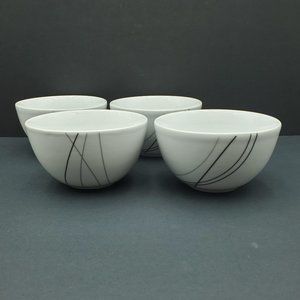 Tabletops Gallery 365 Alec Soup Cereal Dessert Ice Cream Bowls Black Gray Lines
